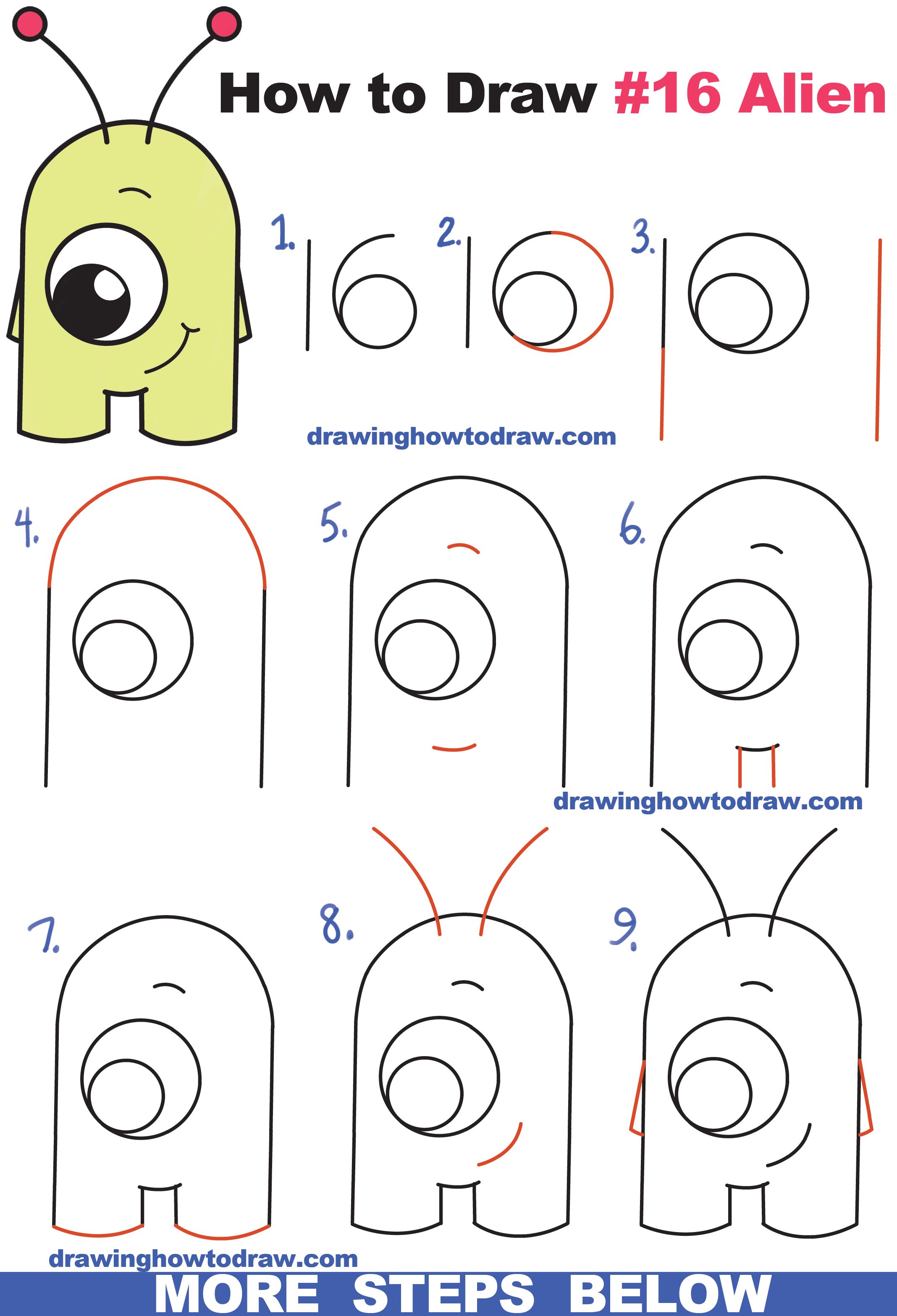 2136x3135 How To Draw Cute Cartoon Alien From Numbers 16 Easy Step By Step