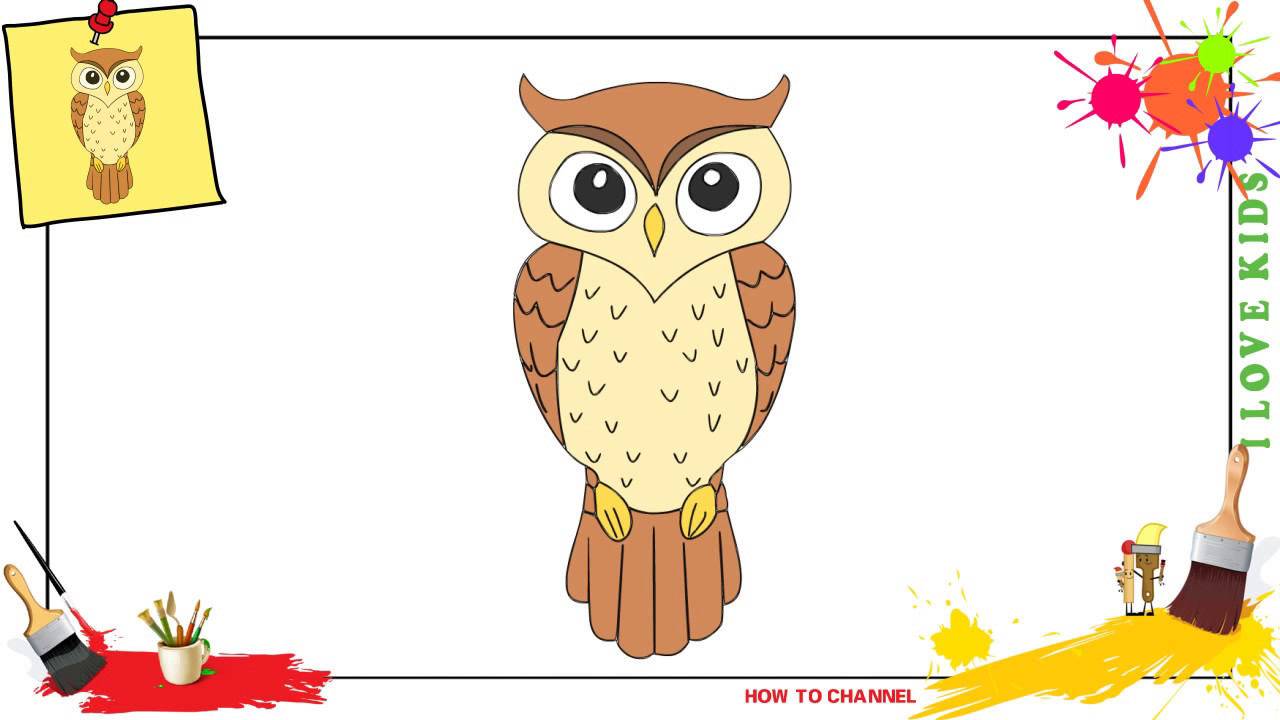 1280x720 How To Draw An Owl 2 Simple, Easy Amp Slowly Step By Step For Kids