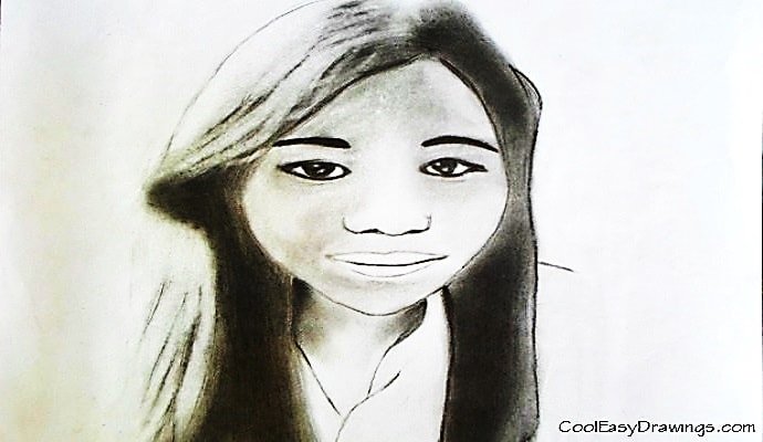 690x400 Pencil Drawing Picture Of Girl