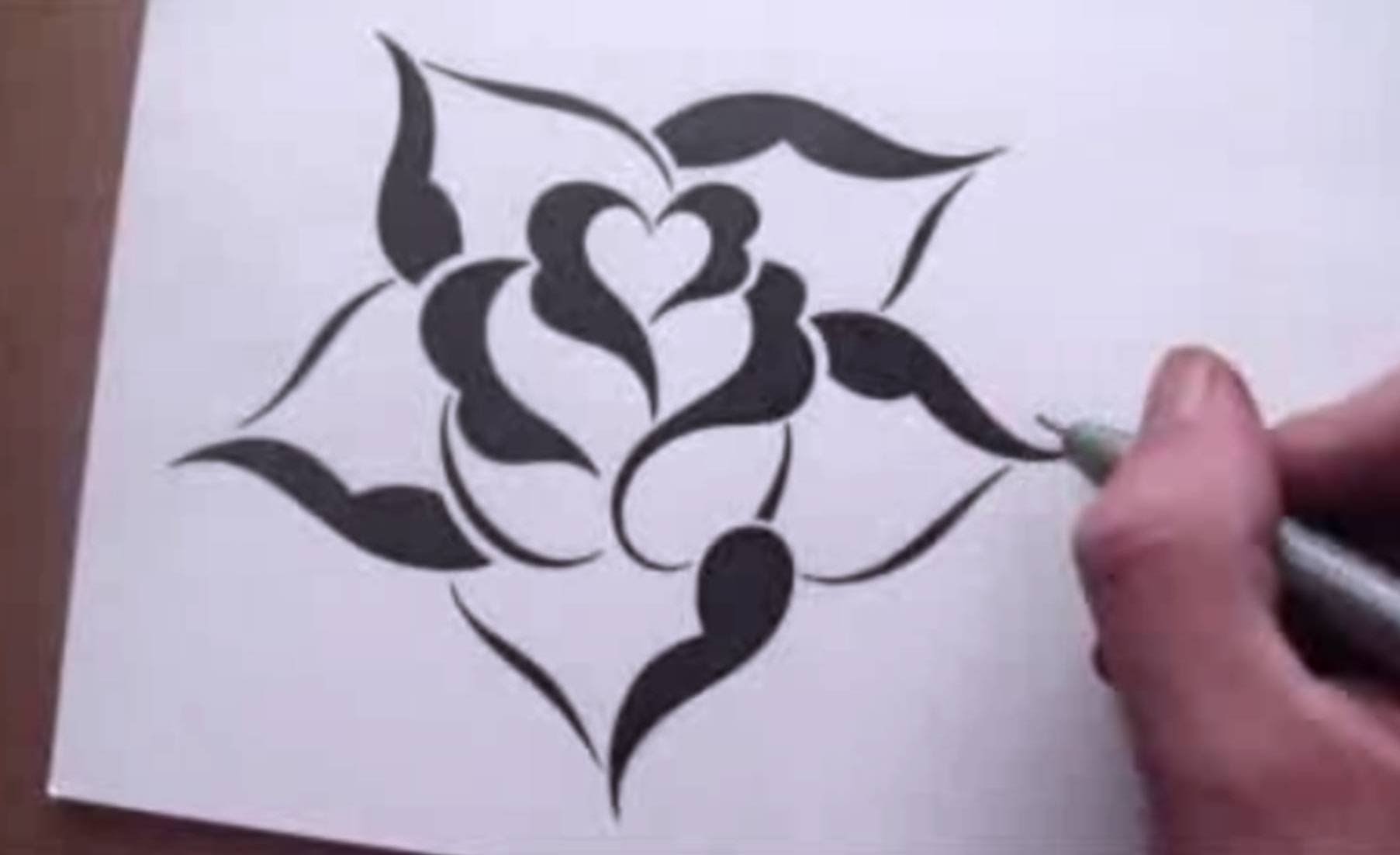1805x1102 Drawing A Rose In A Simple Stencil Design Style