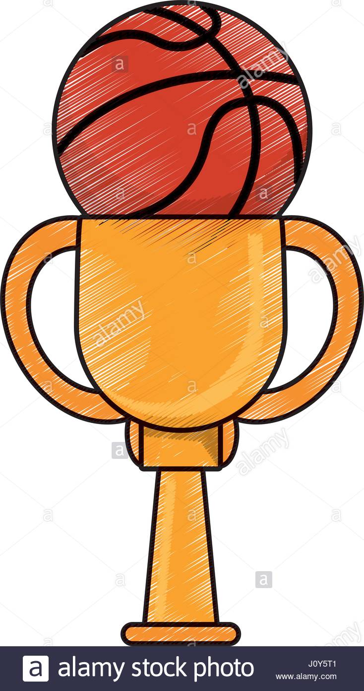 734x1390 Drawing Basketball Winner Cup Prize Stock Vector Art