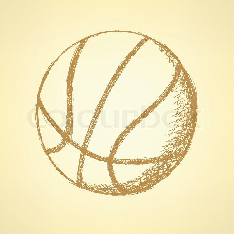 800x800 Sketch Basketball Ball, Vector Vintage Background Eps 10 Stock