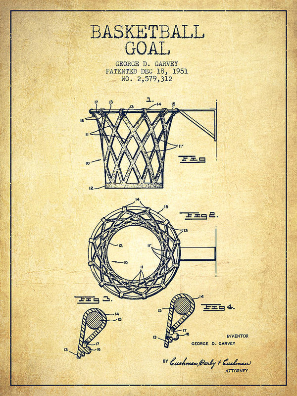 600x800 Vintage Basketball Goal Patent From 1951 Poster By Aged Pixel