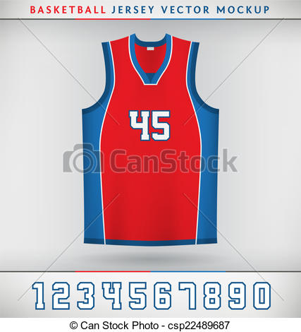 427x470 Realistic Vector Mock Up Of Basketball Jersey With Numbers Vector