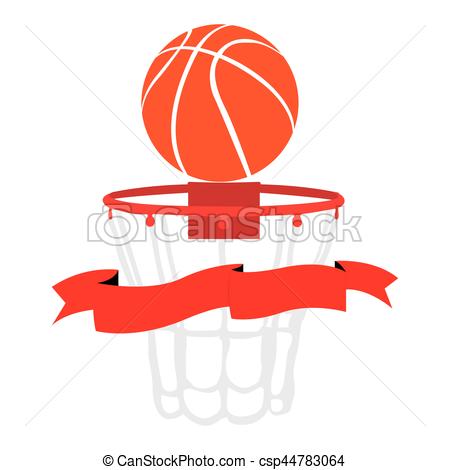 450x470 Isolated Basketball Net With A Ribbon, Vector Illustration Clip