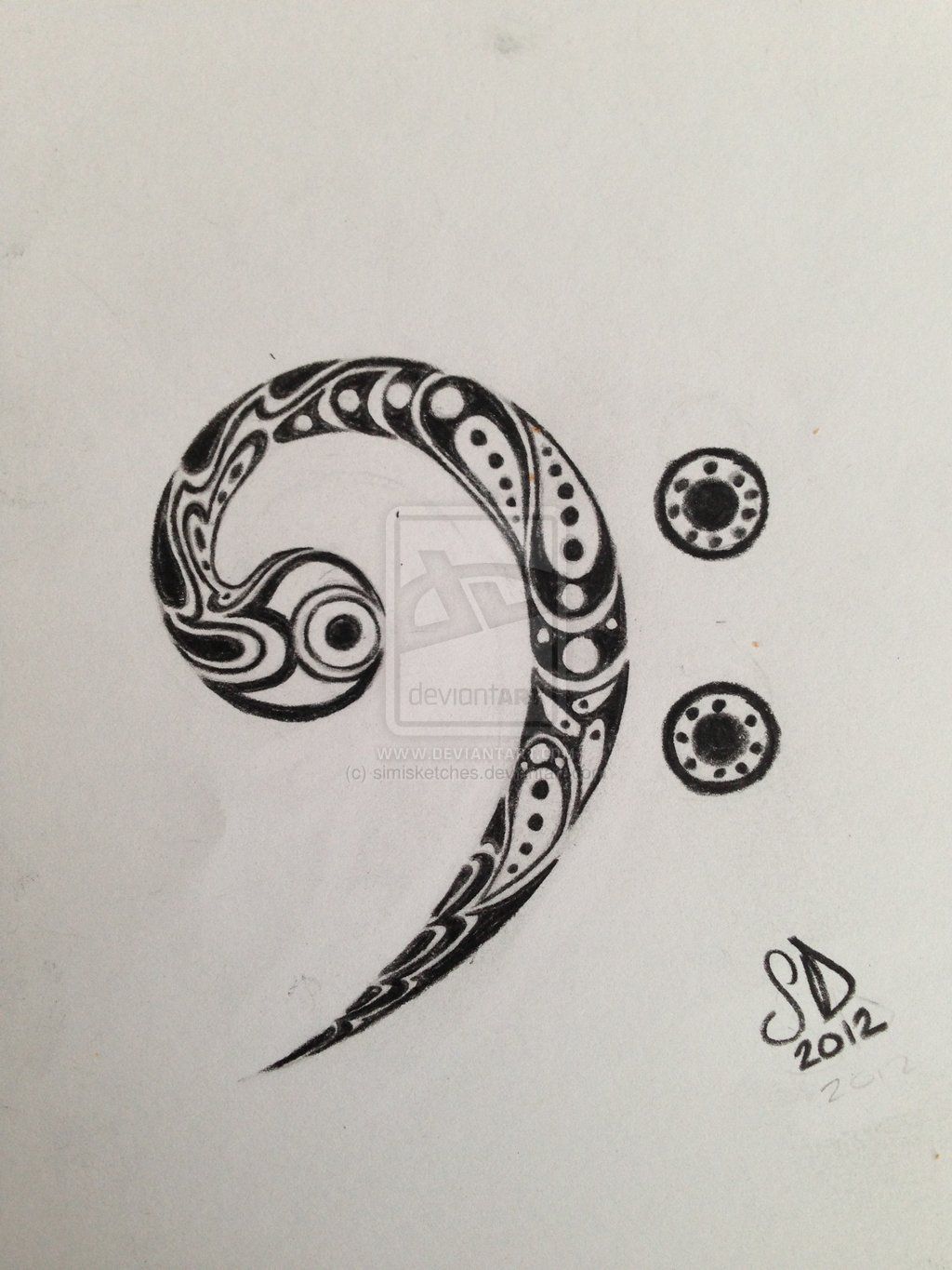 1024x1365 Paisley Bass Clef Tattoo, This But Instead A Treble Clef Tattoos