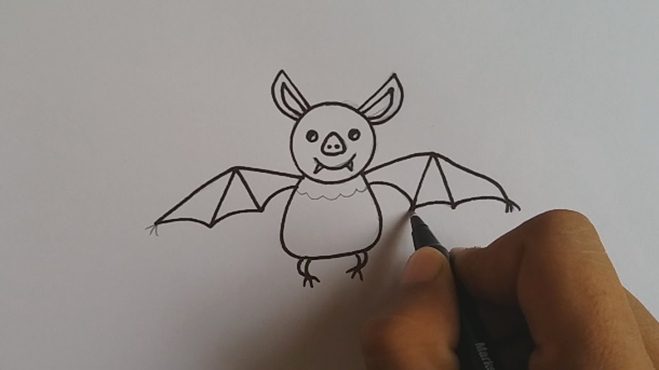 1280x720 How To Draw A Cartoon Bat For Kids Easy And Simple