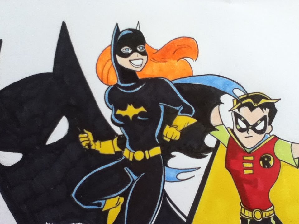 960x720 Drawing Batman, Bat Girl And Robin, Dc Comics