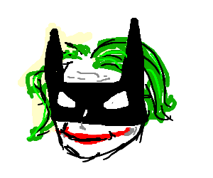 300x250 Joker Wears Batman Mask (Drawing By Xgloomybear)