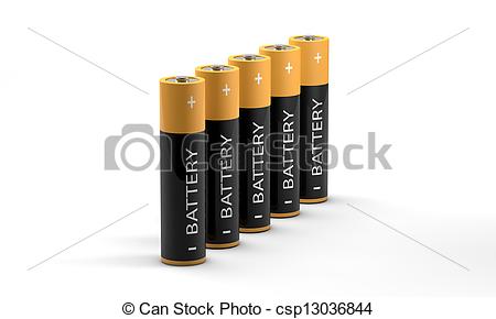 450x290 Row Of Standing Batteries. 3d Battery On White Background