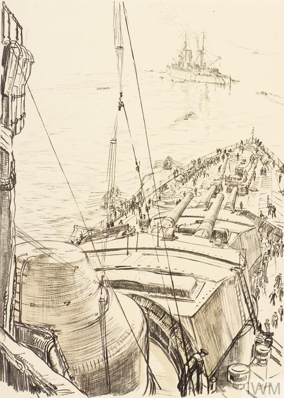 570x800 War Drawings By Muirhead Bone The Fo'C'Sle Of A Battleship