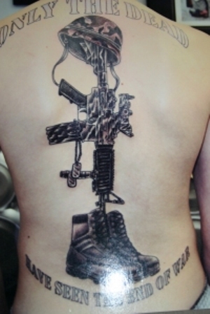 300x449 The Soldier's Rifle, Helmet, Bayonet, Boots And Dog Tags Design