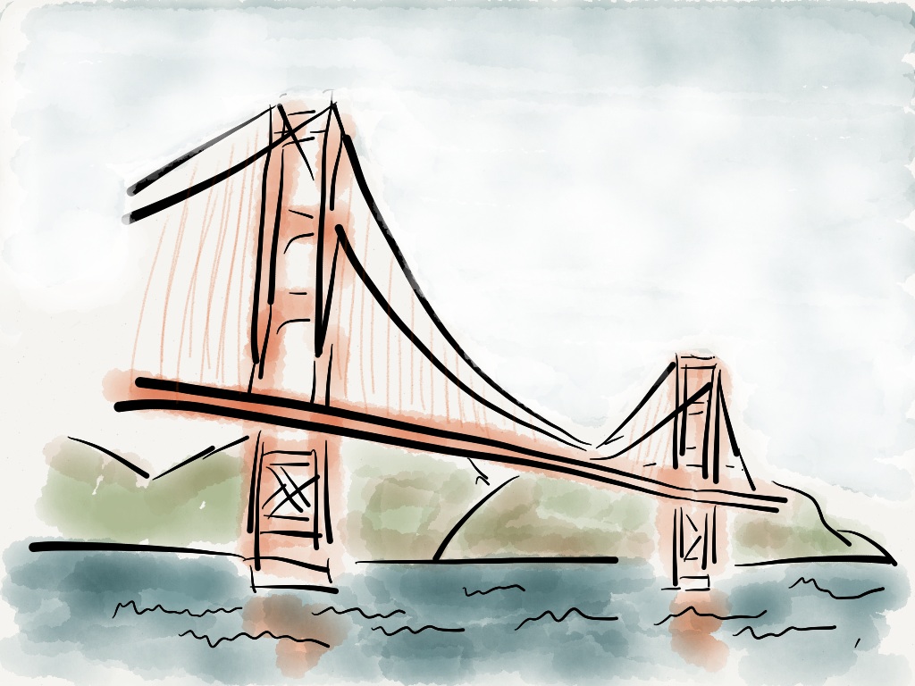 1024x768 Drawings Golden Gate Bridge