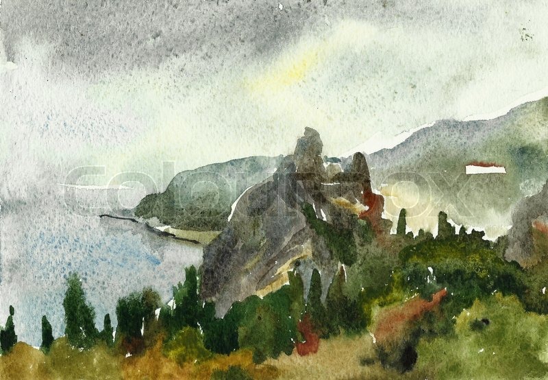 800x554 Watercolor, Plants, Painting, Sea, Nature, Illustration, Blue