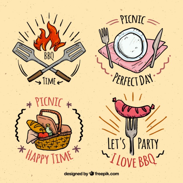 626x626 Hand Drawn Nice Bbq And Picnic Badges Vector Free Download