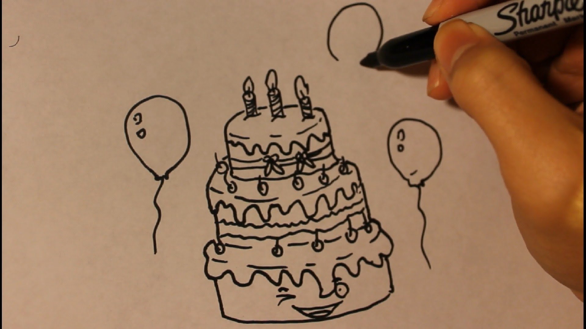 1920x1080 How To Draw Cartoon Birthday Cake Step By Step Easy Tutorial Cute