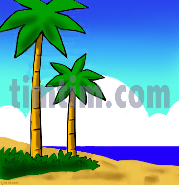 574x594 Free Drawing Of A Palm Beach From The Category Climate Amp Nature