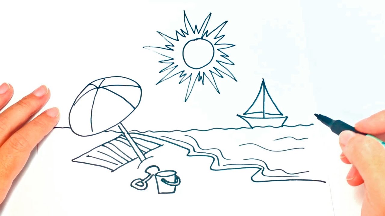 1280x720 How To Draw A Beach Beach Easy Draw Tutorial