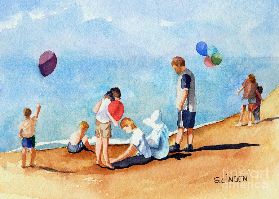 900x643 Beach Party Painting By Sandy Linden