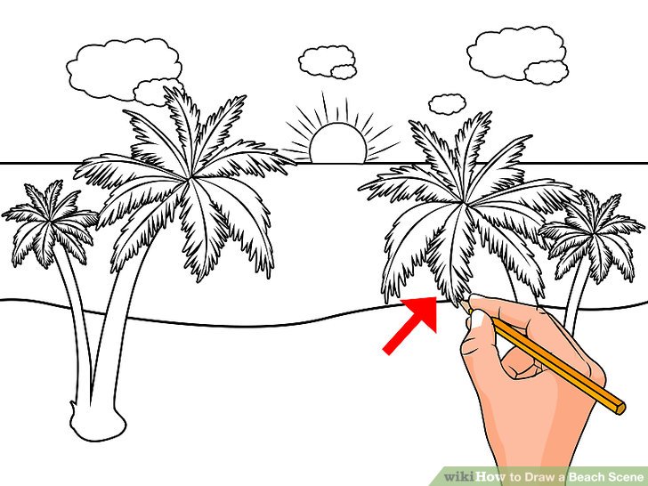 728x546 How To Draw A Beach Scene 6 Steps (With Pictures)