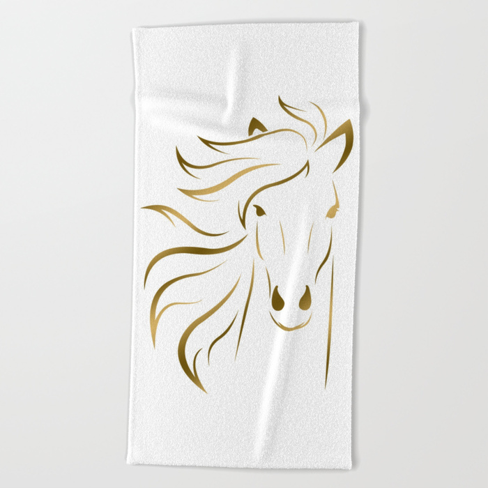700x700 Golden Horse Drawing Beach Towel By Boutiquebijou Society6
