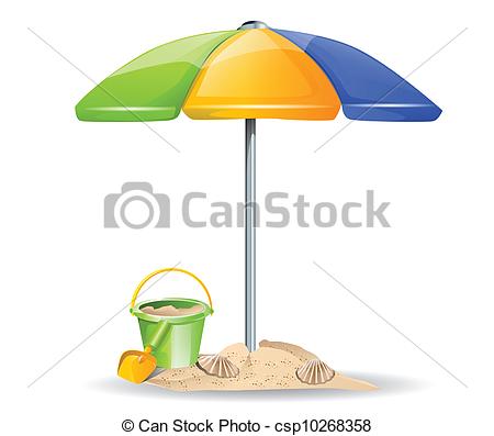 450x397 Vector Beach Toys And Umbrella Clipart Vector