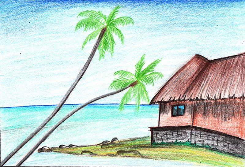 800x546 Learn How To Draw A Beach Scenery (Beaches) Step By Step Drawing