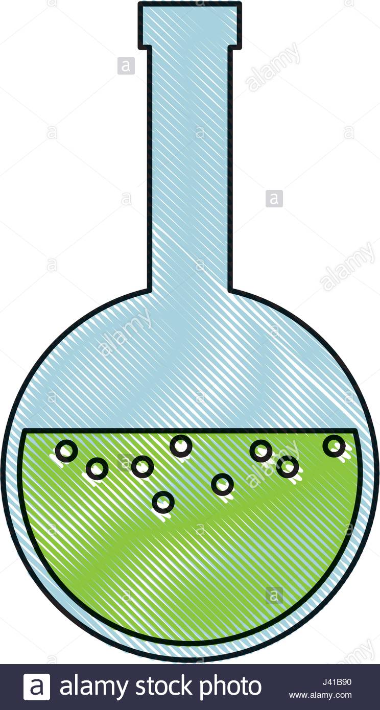 744x1390 Drawing Glass Beaker Laboratory Liquid Bottle Stock Vector Art
