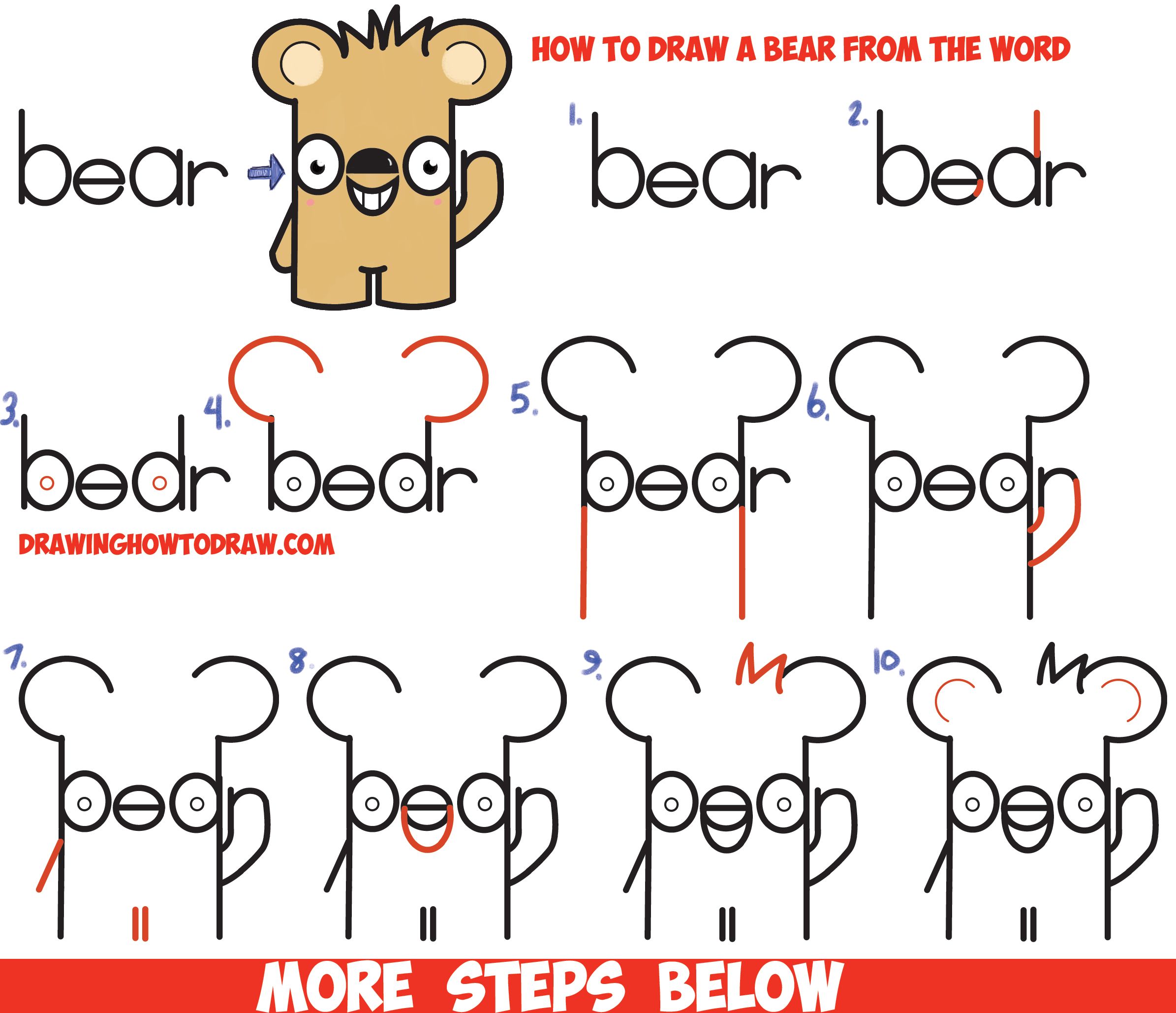2390x2058 How To Draw Cute Cartoon Kawaii Bear From The Word Bear Easy