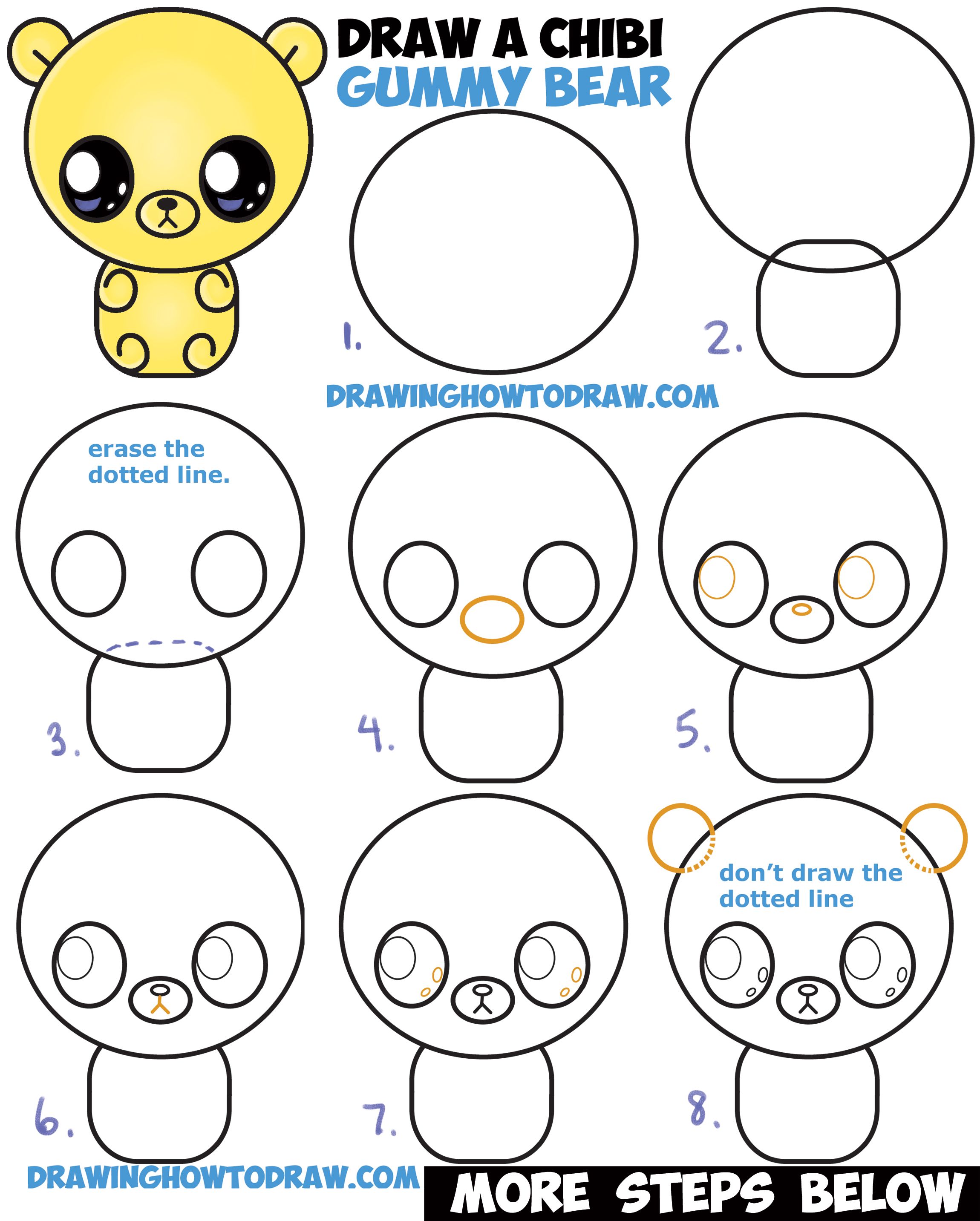 2300x2866 How To Draw A Cute Chibi Kawaii Cartoon Gummy Bear Easy Step