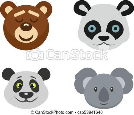 450x389 Bear Head Icon Set, Flat Style. Bear Head Icon Set. Flat Set