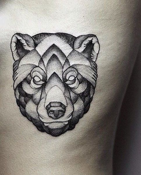 484x600 Collection Of Bear Head With Halo Tattoo