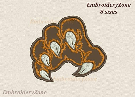 570x409 Paw Machine Embroidery Design Tiger Or Bear Paws Applique