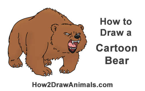 500x315 How To Draw A Bear Roaring (Cartoon)