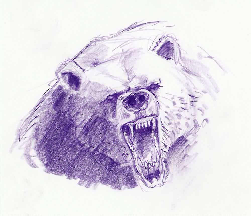 1000x862 Roaring Bear Tattoo Drawing