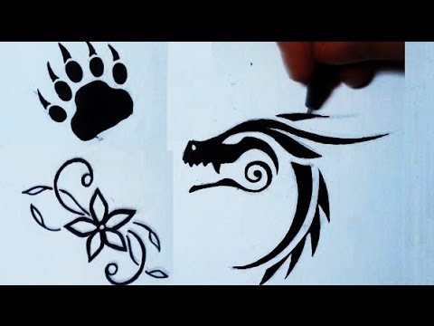 480x360 Drawing 3 Simple Tattoos Flower Bear Paw Dragon