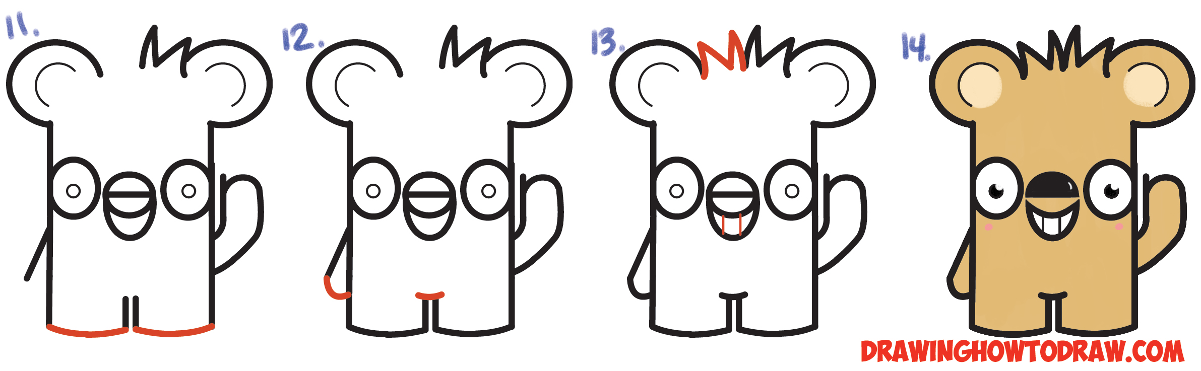 2383x737 How To Draw Cute Cartoon Kawaii Bear From The Word Bear Easy