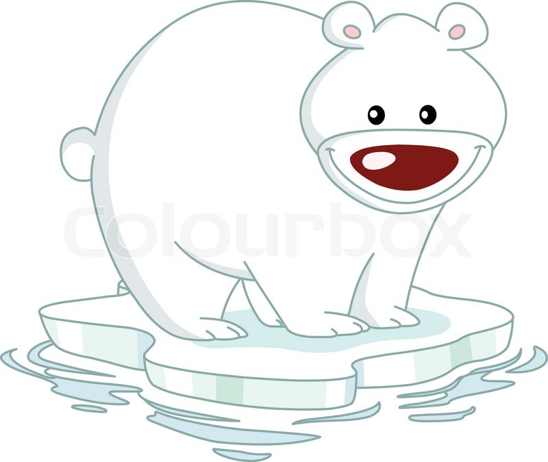800x675 Smiley Polar Bear Standing On An Ice Floe Stock Vector Colourbox