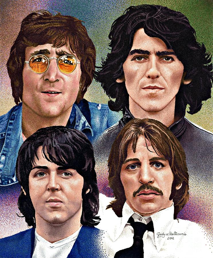 743x900 The Beatles Drawing By Judy Skaltsounis