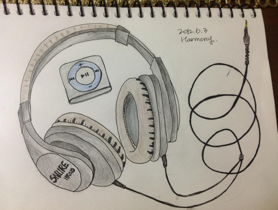 960x726 Headphone And Mp3 My Drawing Drawings