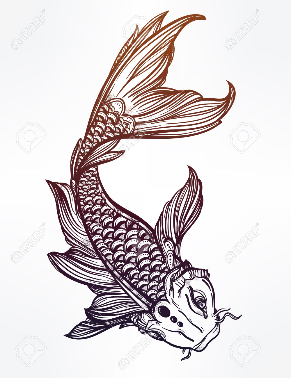 1000x1300 46673736 Hand Drawn Romantic Beautiful Line Art Of Fish Koi Carp