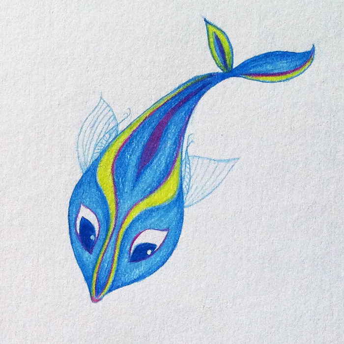 700x700 My Grinning Mind Beautiful Blue Fish Pencil Drawing