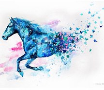 215x185 Art, Beautiful Drawing, Blue, Diy, Draw, Drawing, Horse, Paint