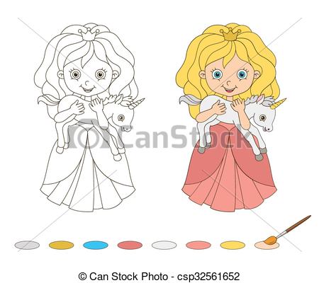 450x400 Illustration Of Beautiful Princess With Baby Unicorn . Clipart