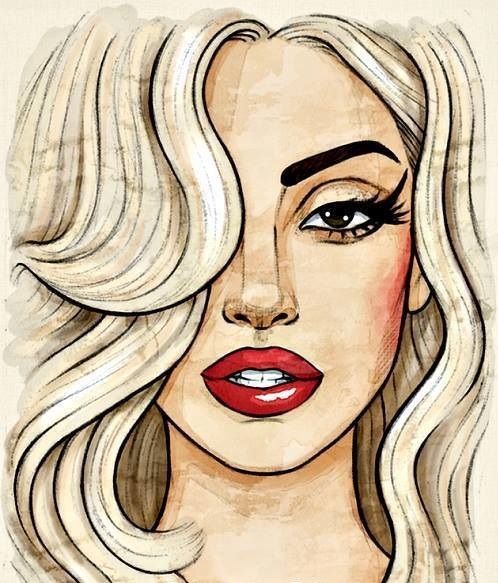 498x583 Lady Gaga Love Beauty Drawing Illustration Red Girl Cute Fashion