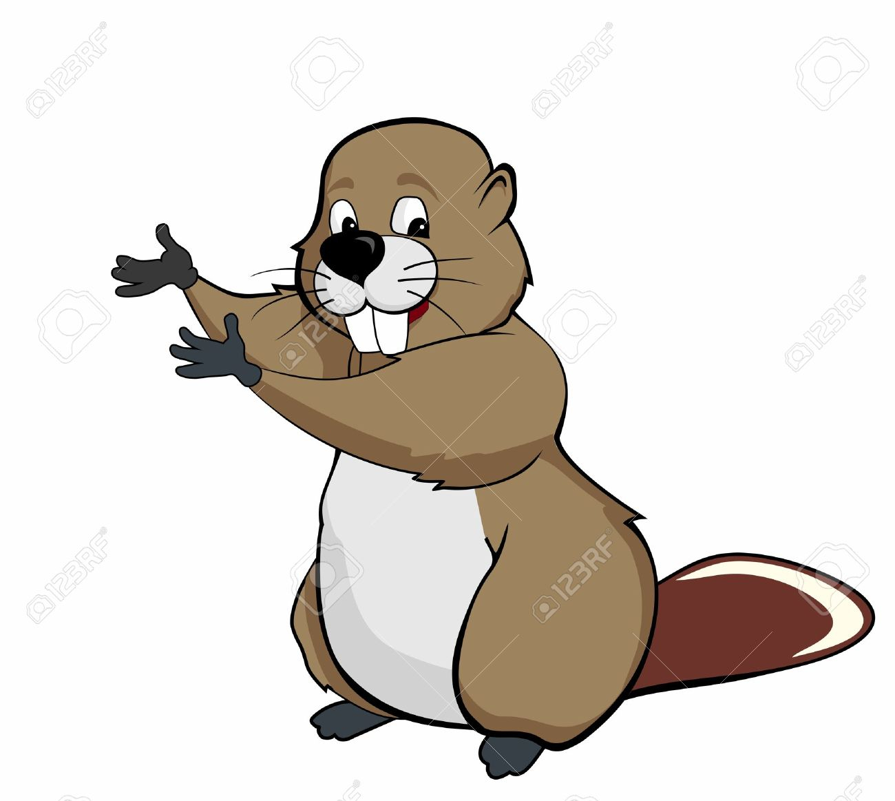 1300x1163 Beaver Cartoon Drawing Draw Of Funny Posing Beaver Working Stock