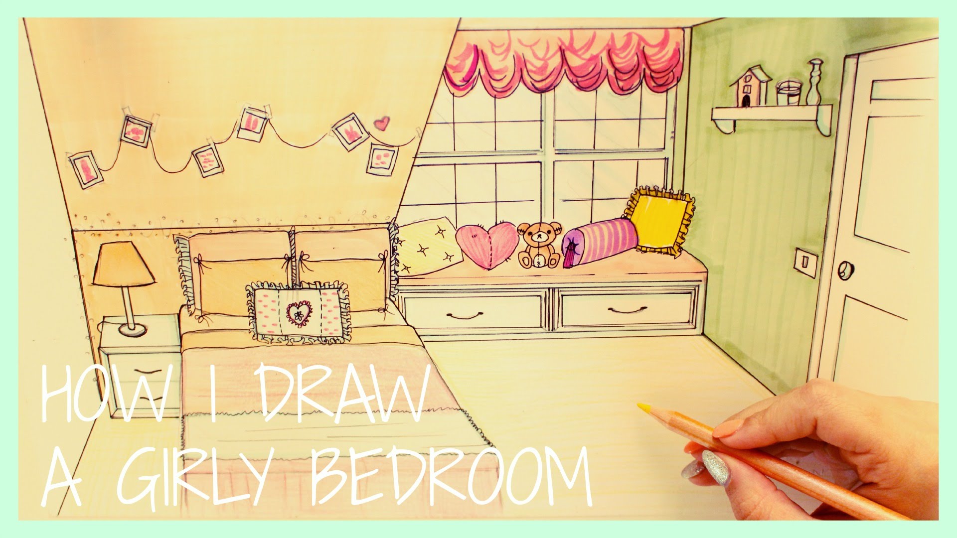 1920x1080 How I Draw A Girly Bedroom Speed Drawing