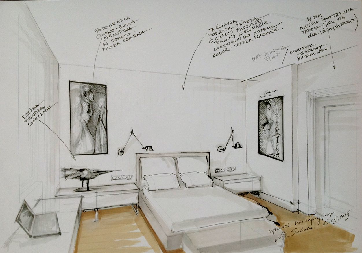 1252x874 Interior Conceptual Sketch. (Bedroom Sketch By Magdalena