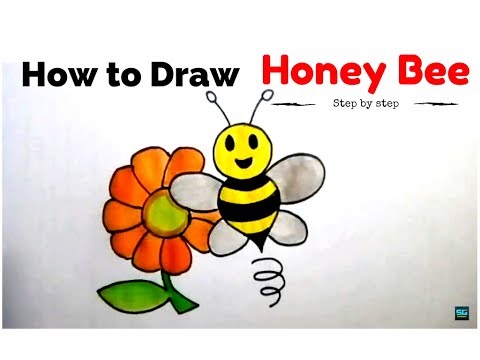 480x360 How To Draw Cartoon Honey Bee With Flower Cartoon Honey Bee