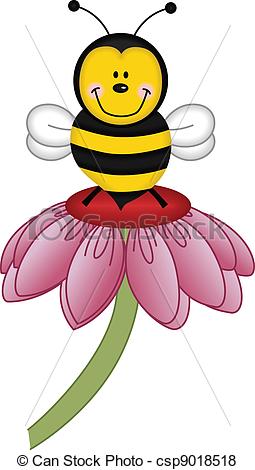 255x470 Image Representing A Bee Visiting Flower, Isolated On White